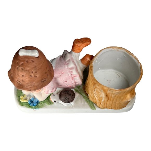VTG 1982 W.A.Stratford Bonnie Brite Porcelain Bisque Candle Holder turtle‎ girl - Picture 3 of 10